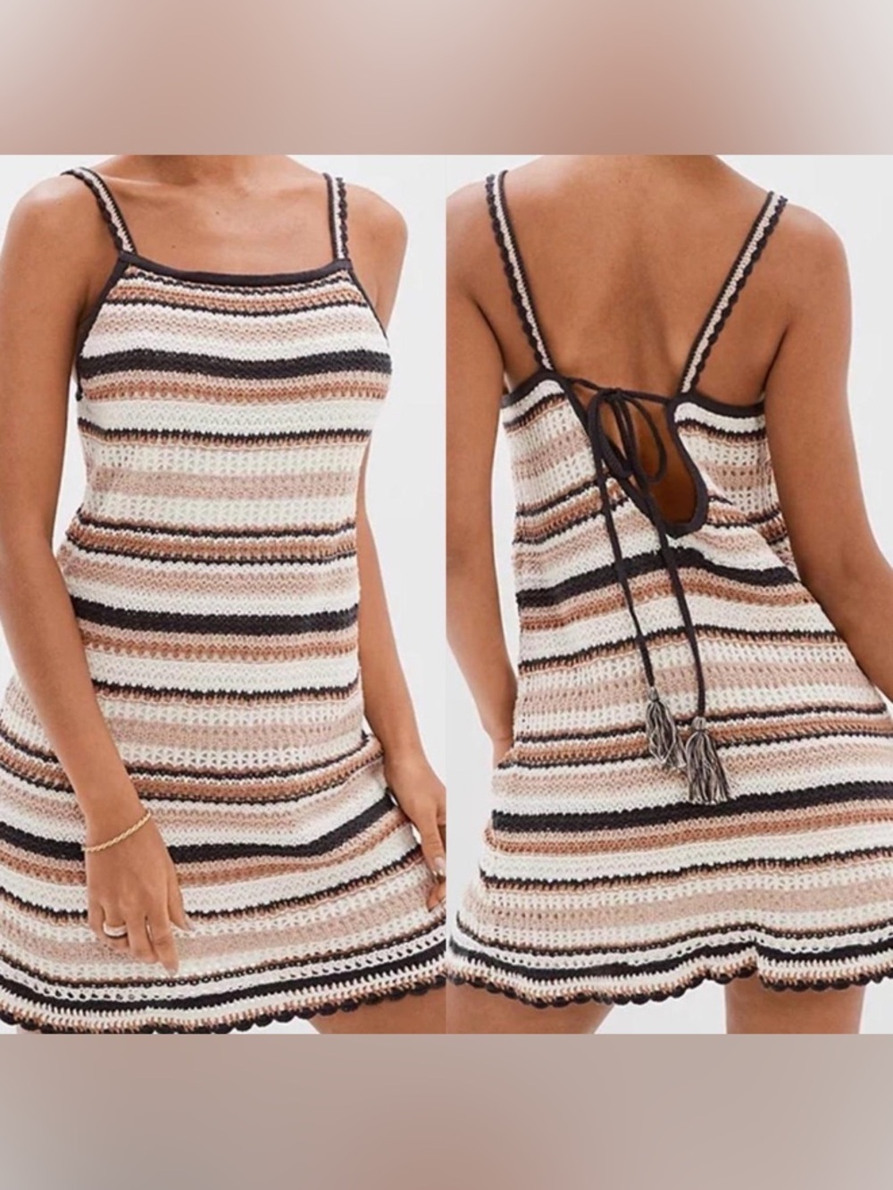 American Eagle crochet striped mini dress, medium